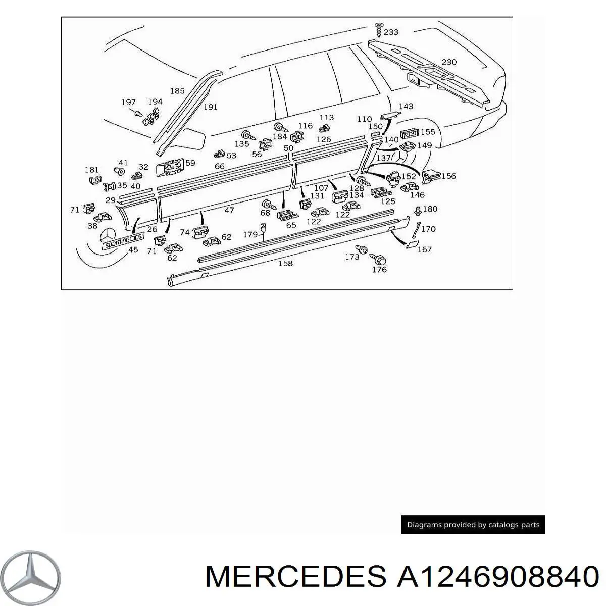 Молдинг крыла заднего правого Mercedes 1246902040 цена, от 13.66 USD