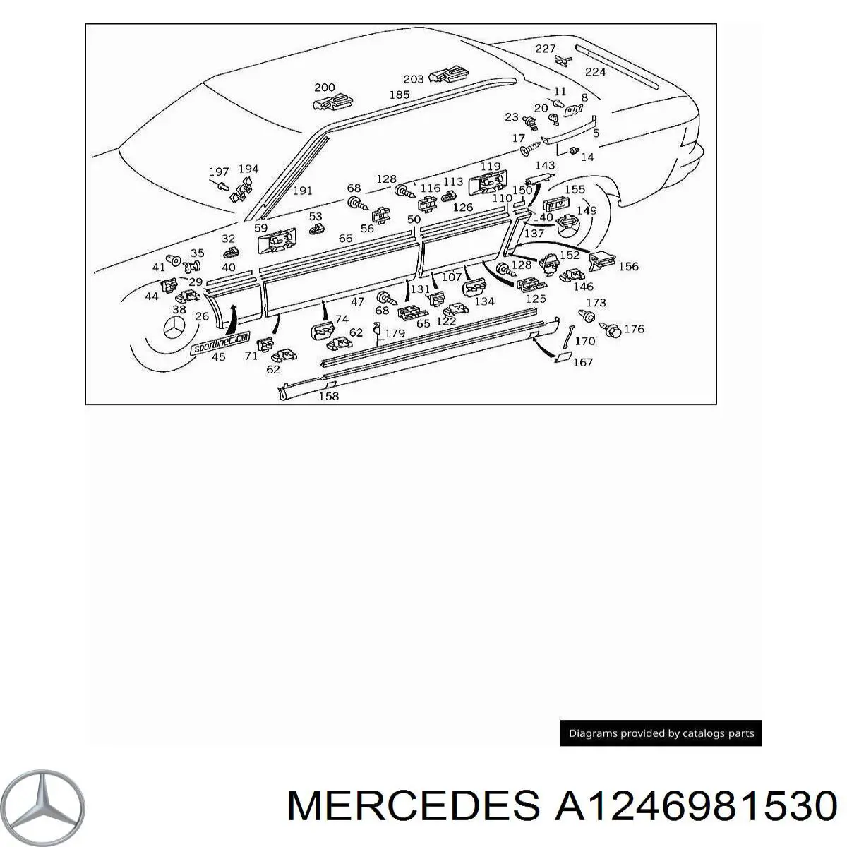A1246981530 Mercedes накладка стойки кузова внешняя задняя левая