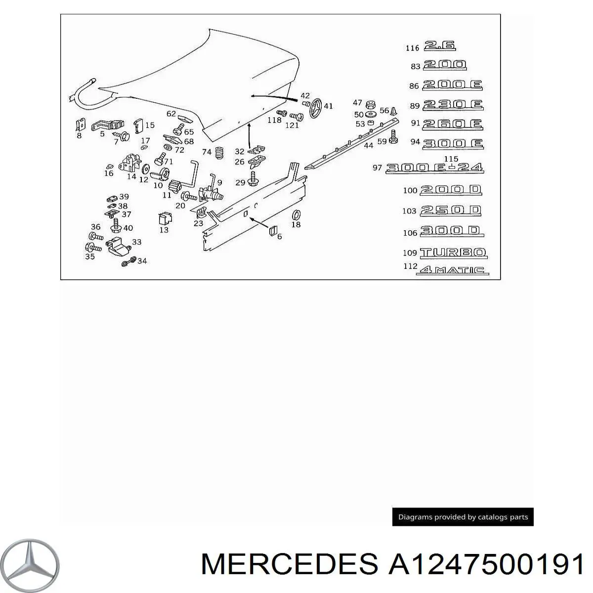 Замок двери багажника Mercedes A1247500191 цена, от 44.34 USD