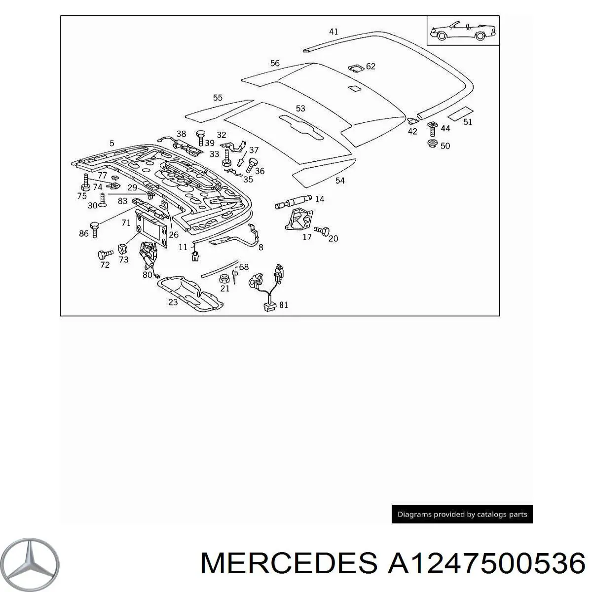 A1247500536 Mercedes Амортизатор складной крыши