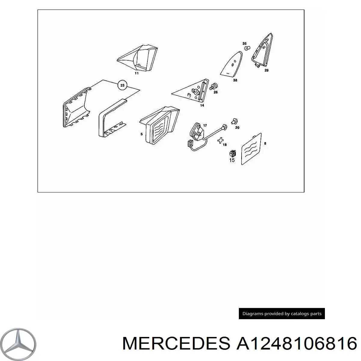 A1248106816 Mercedes зеркало заднего вида правое