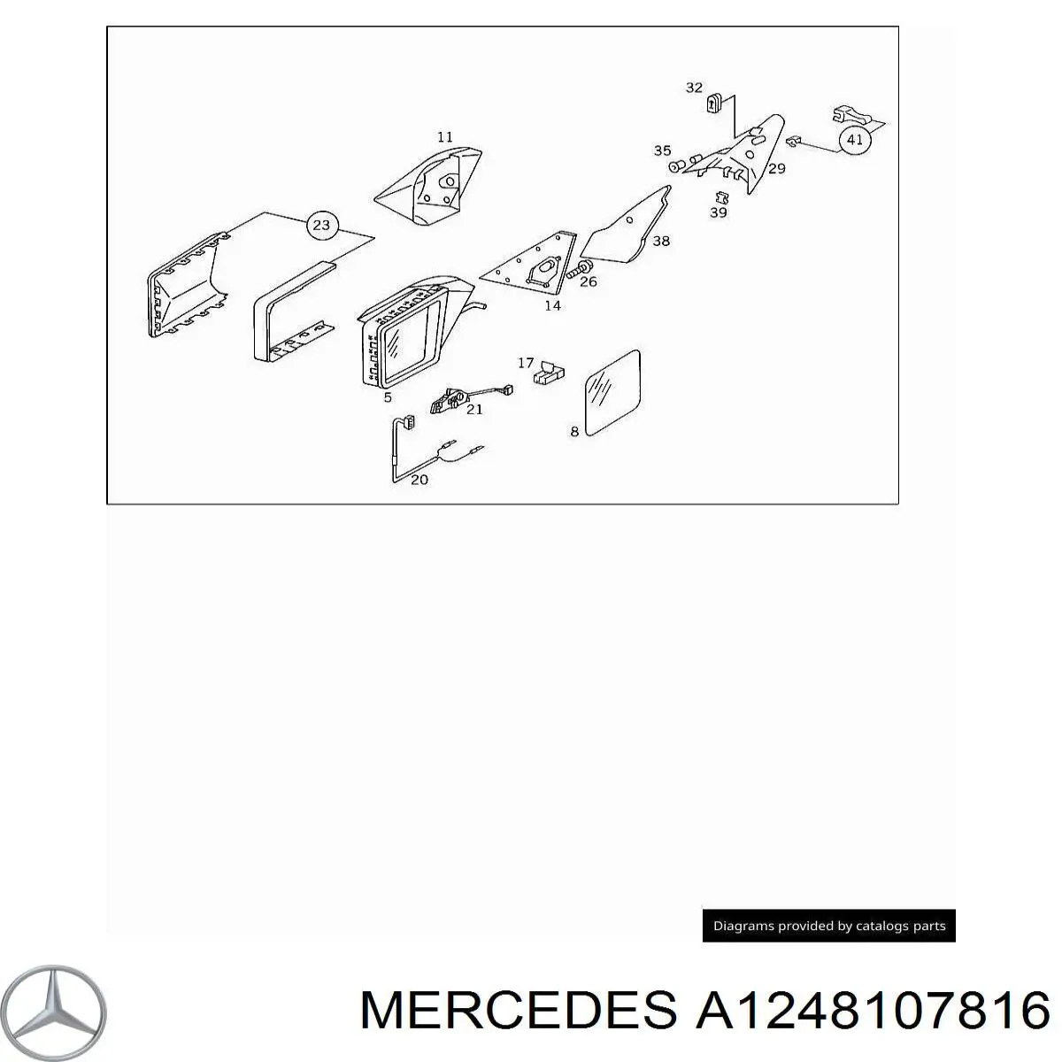 1248107816 Mercedes espelho de retrovisão esquerdo