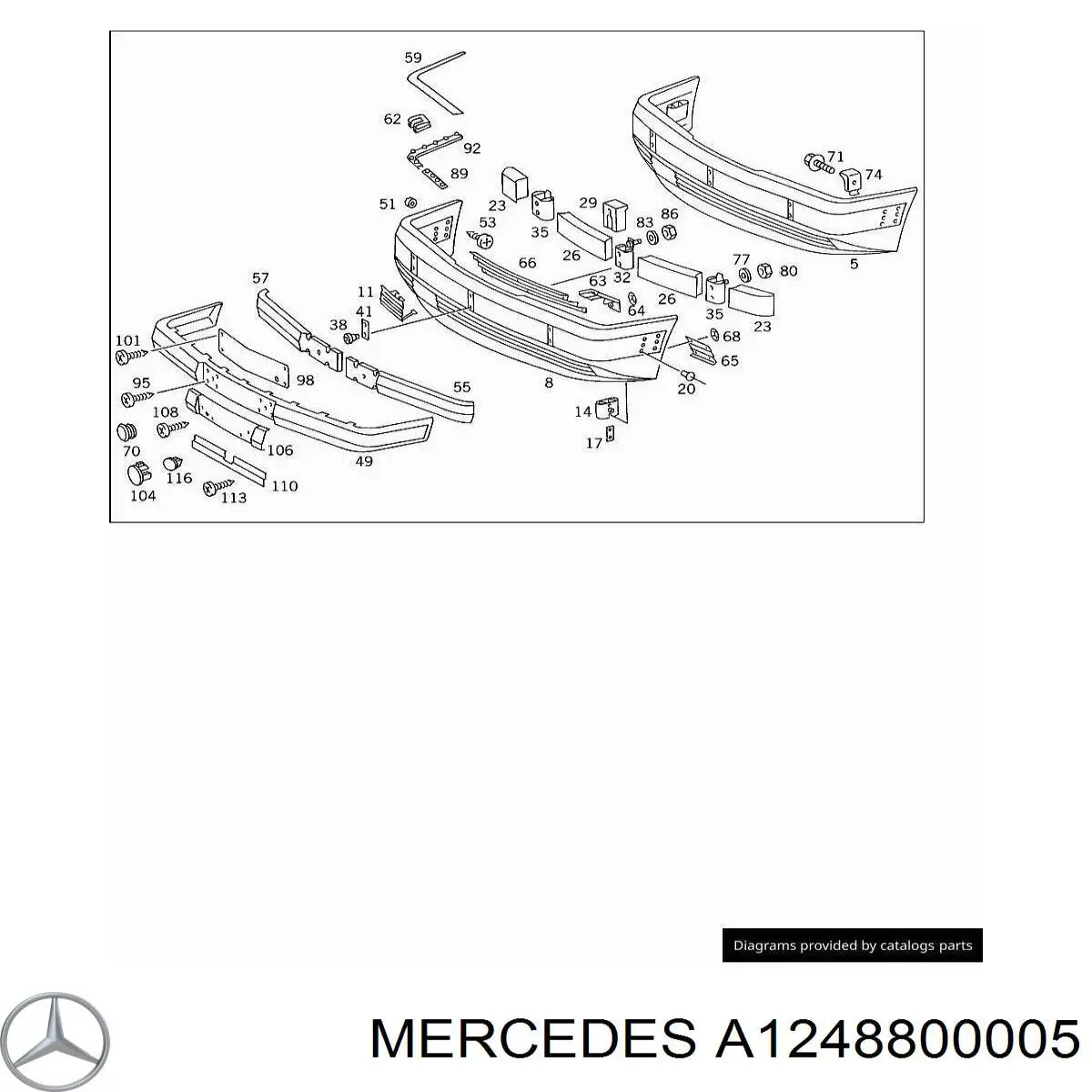 Заглушка бампера буксировчного крюка на Mercedes E (A124)