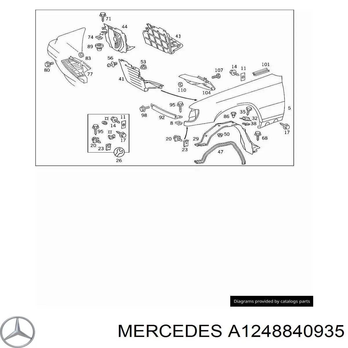 Подкрылок передний левый A1248840935 Mercedes