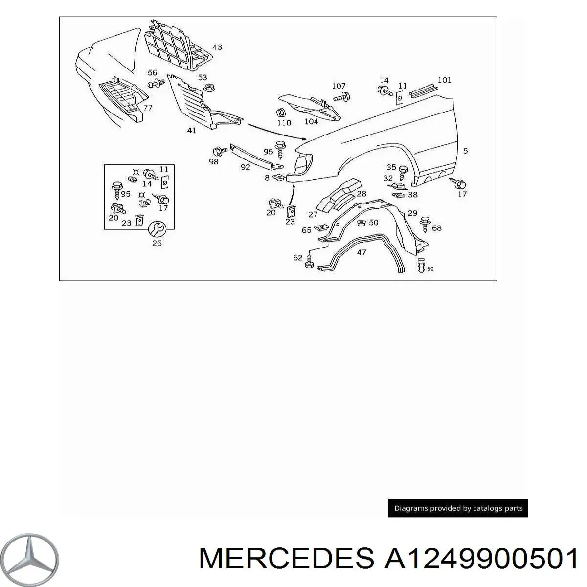  Mercedes A1249900501 цена, от 9.51 USD