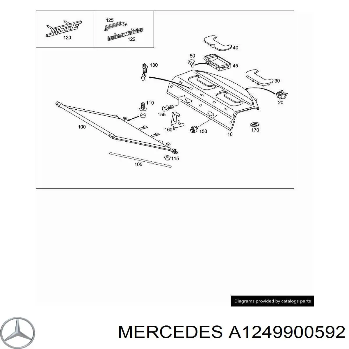 Пистон (клип) крепления обшивки двери Mercedes 1249900592