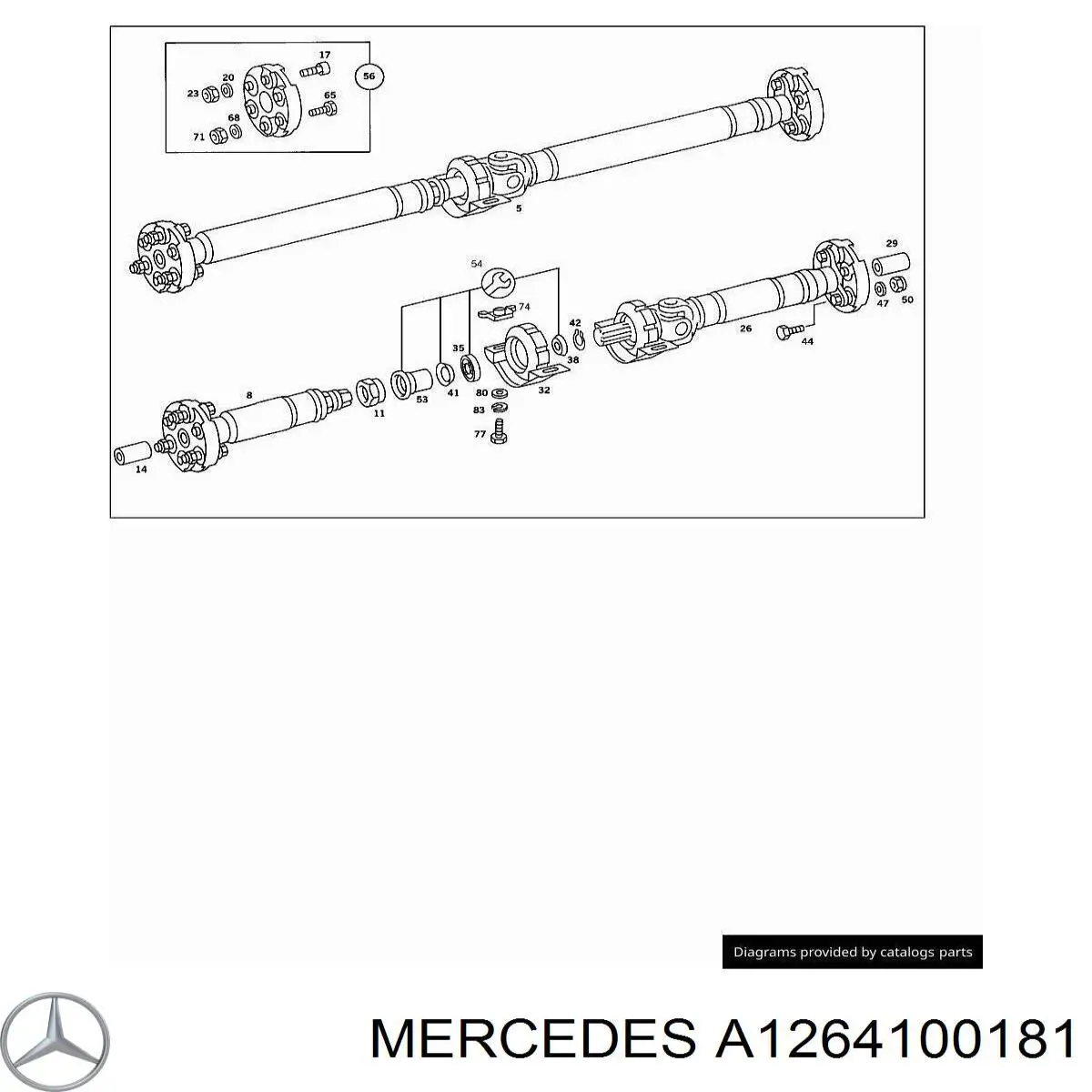 A1264100181 Mercedes муфта подвесного подшипника карданного вала