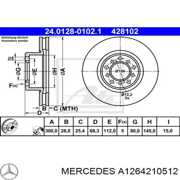 Купить A1264210512 Mercedes Ротор тормозной