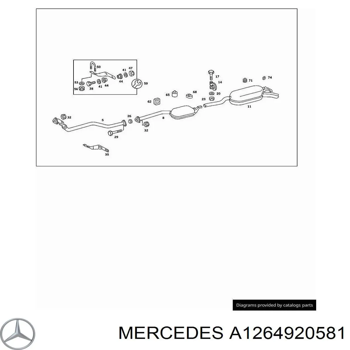 A1264920581 Mercedes Прокладка монтажная, глушителя