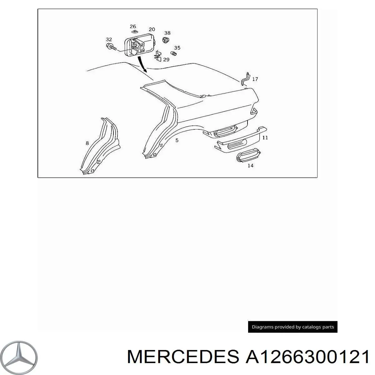 Крыло заднее на Mercedes S (W126)