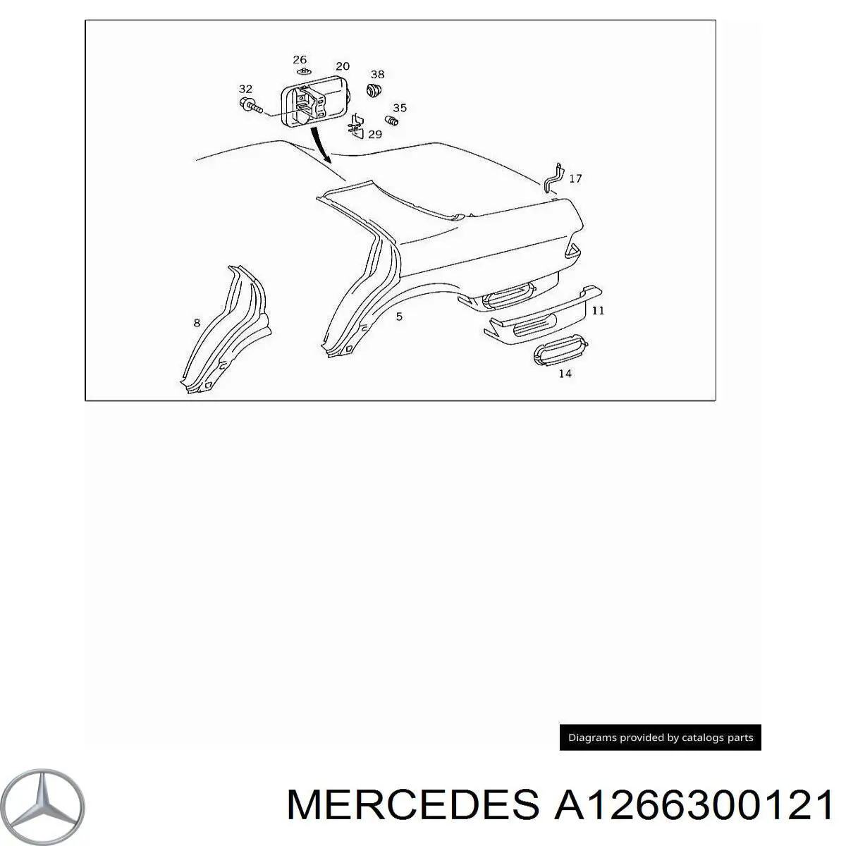 Крыло заднее левое A1266300121 Mercedes