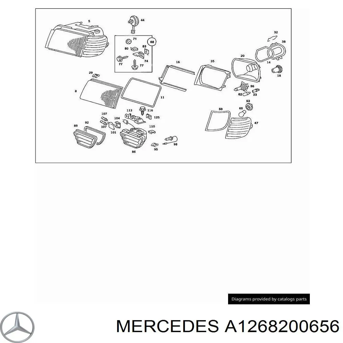 Luzes de nevoeiro direitas para Mercedes S (W126)