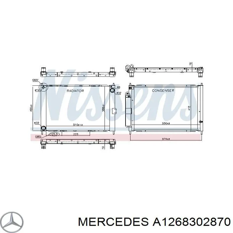 A1268302870 Mercedes радиатор кондиционера