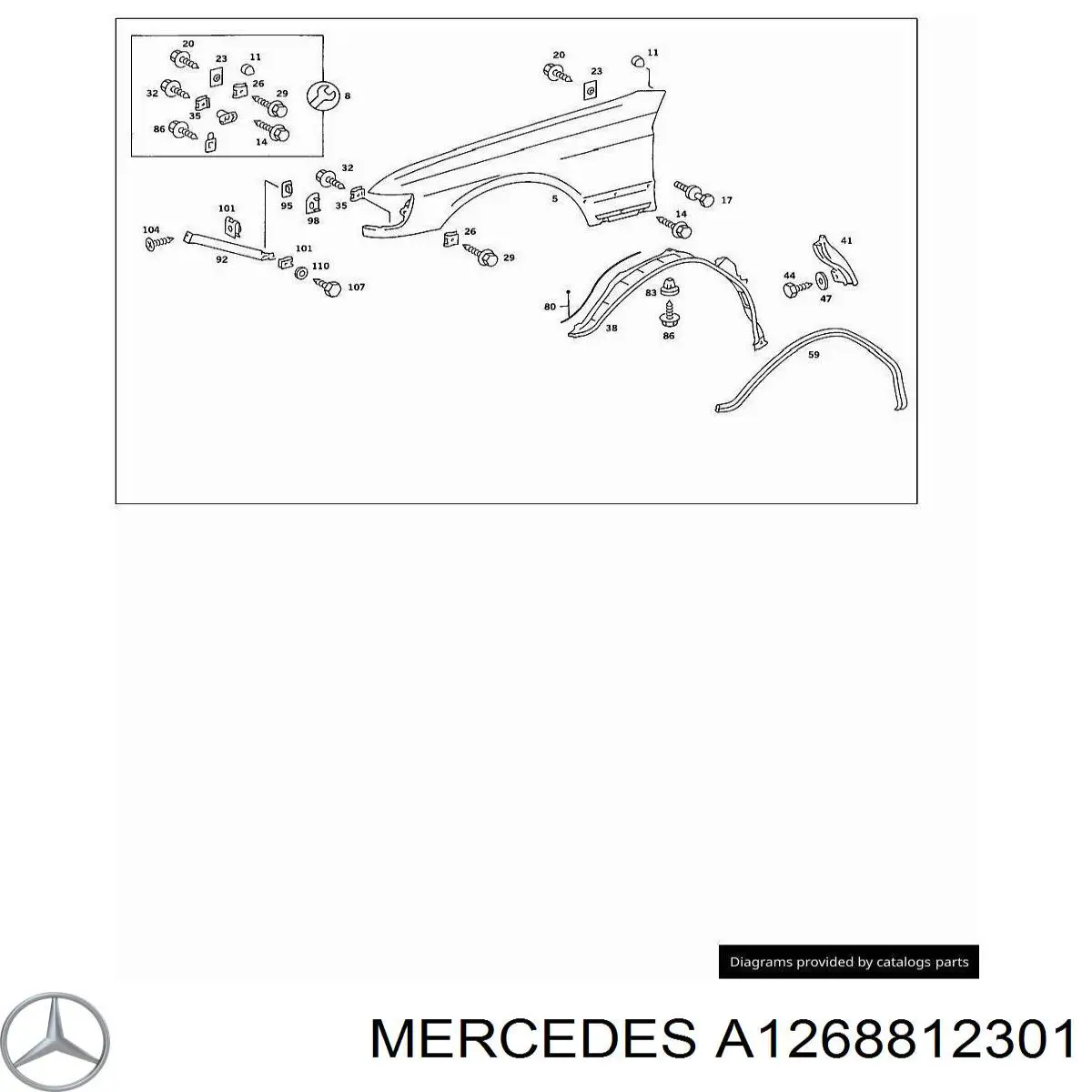 Pára-lama dianteiro esquerdo para Mercedes S (W126)