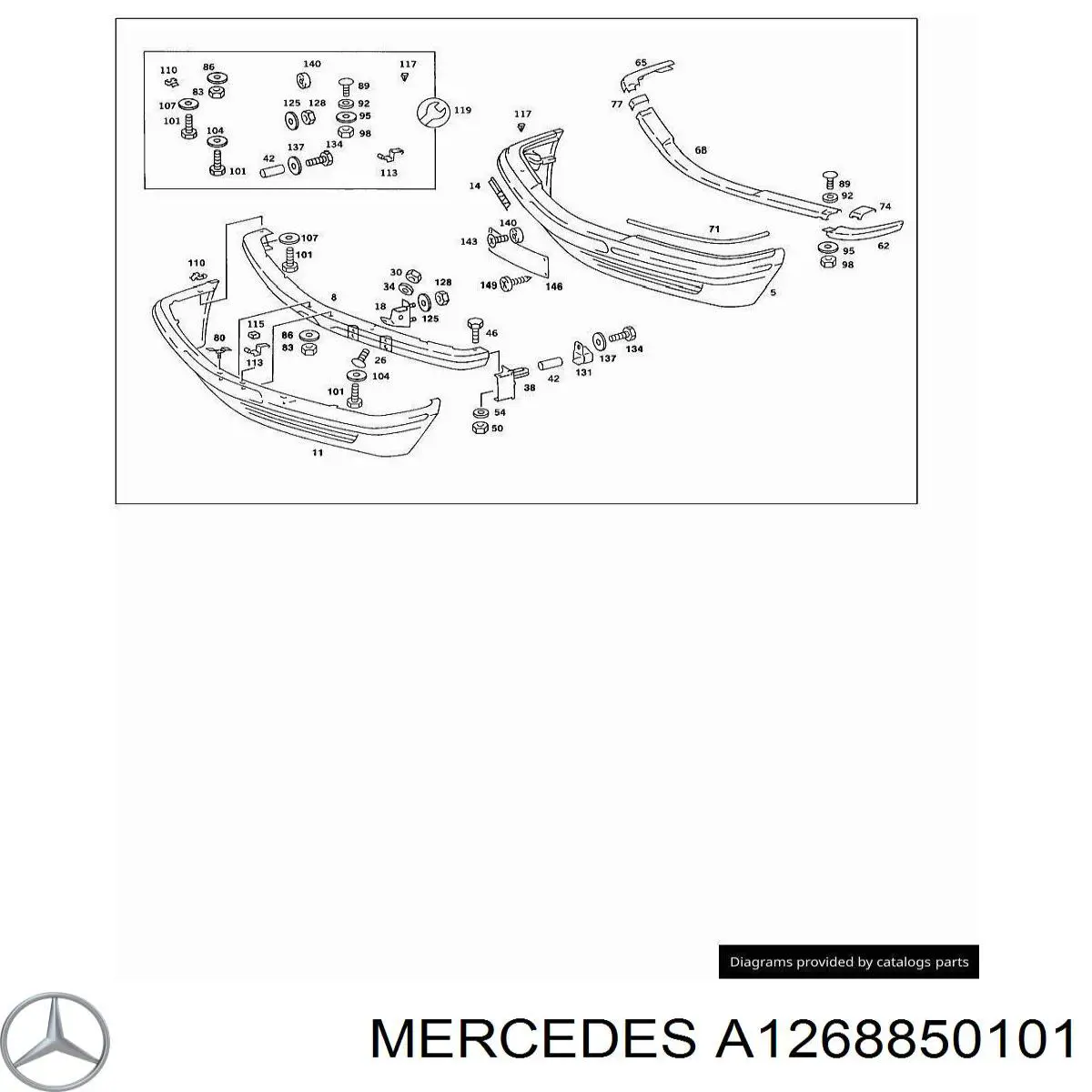 Reforçador do pára-choque dianteiro para Mercedes S (W126)