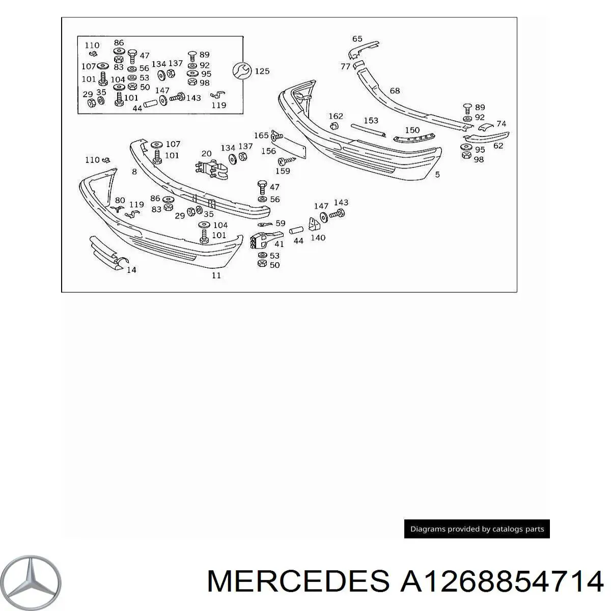 Кронштейн крепления бампера переднего левый Mercedes A1268854714 цена, от 154.38 USD