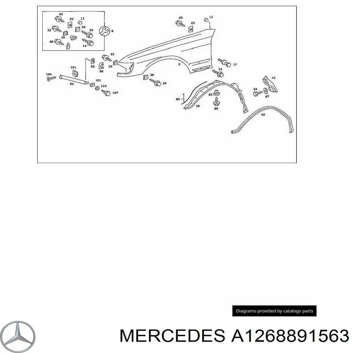 A1268891563 Mercedes ресничка (накладка левой фары)