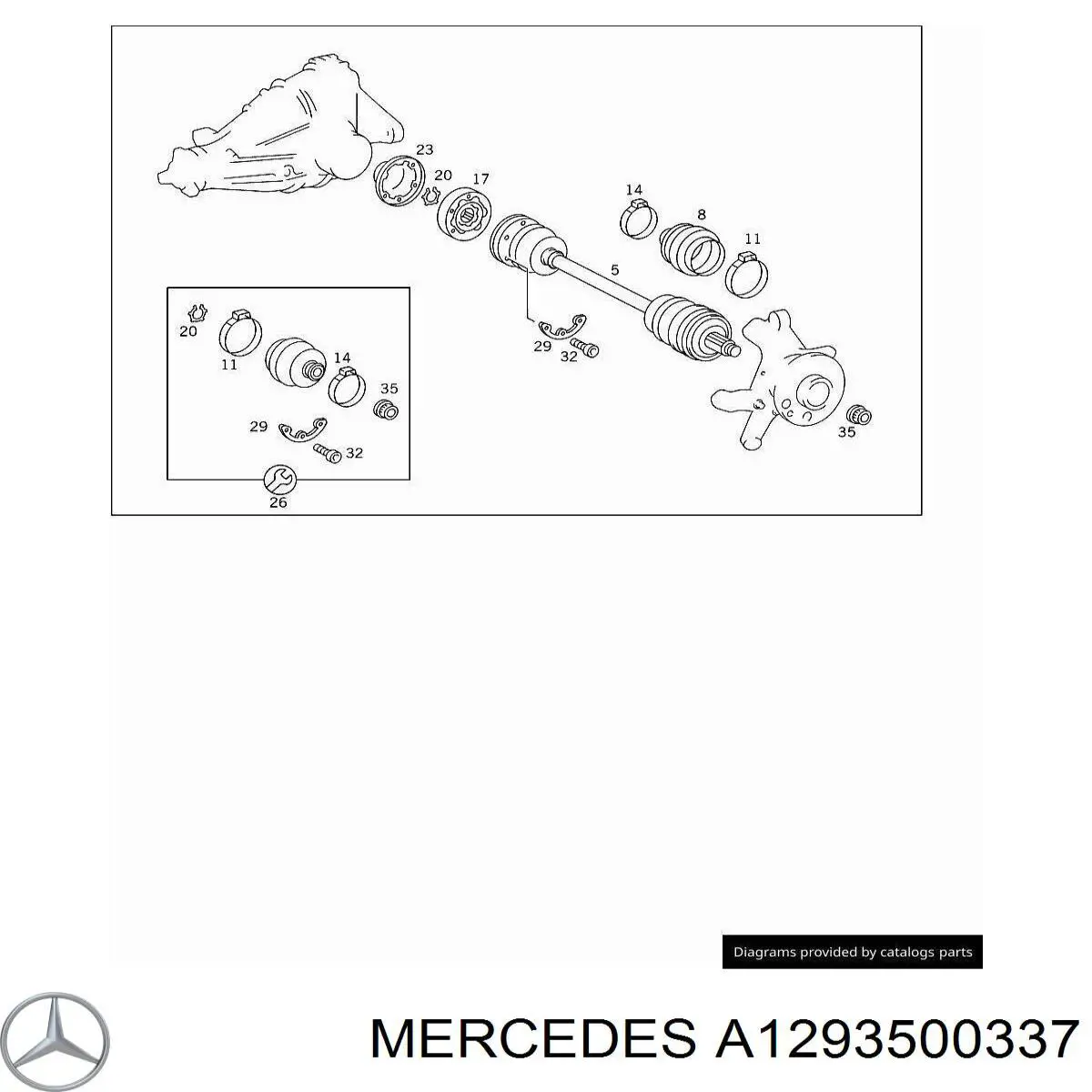 Пыльник ШРУСа задней полуоси наружный A1293500337 Mercedes