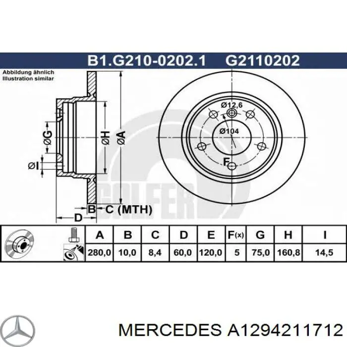 Купить 129421171264 Mercedes Ротор тормозной