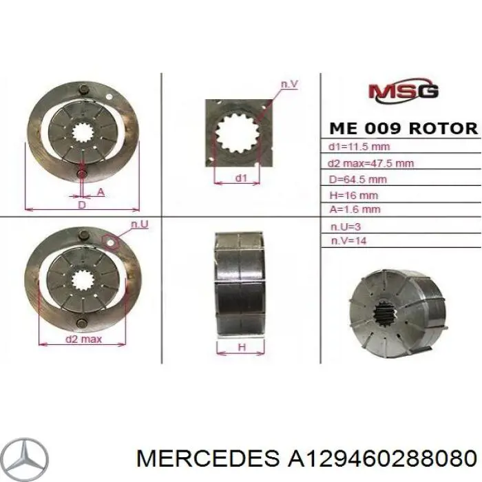 Насос ГУР A129460288080 Mercedes