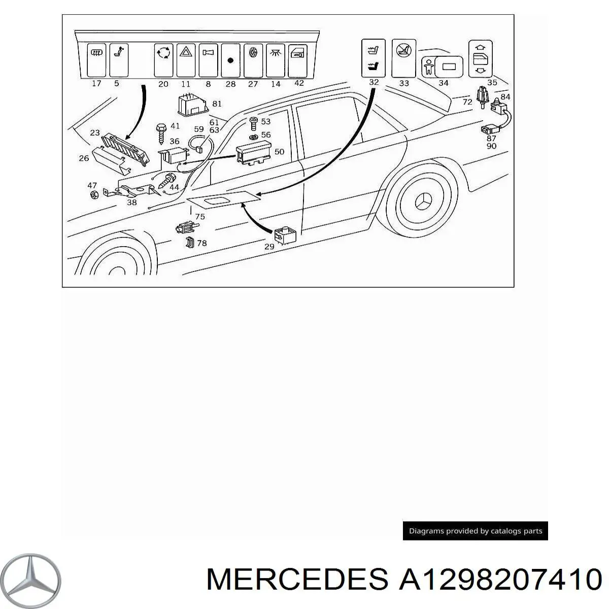 Кнопка обогрева заднего стекла Mercedes A1248201010 цена, от 3.95 USD