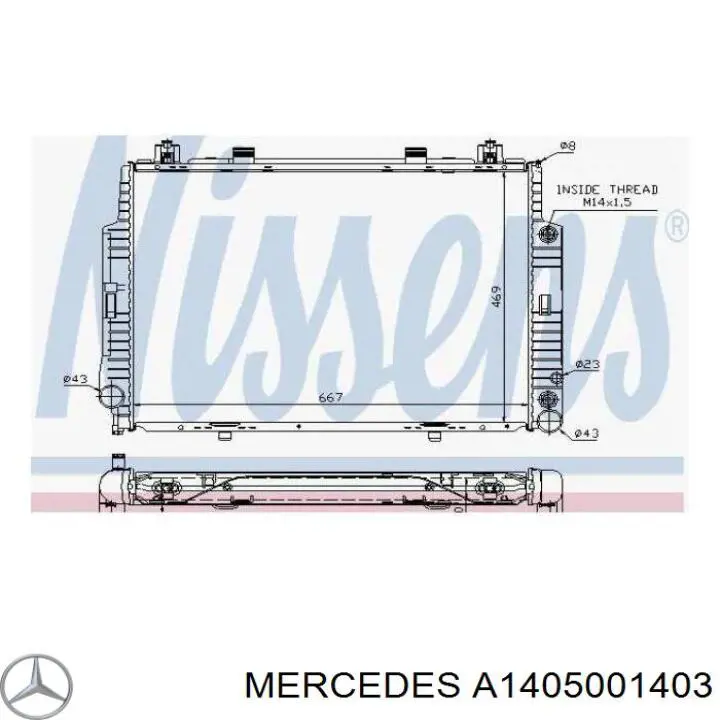Радиатор охлаждения двигателя Mercedes A1405001403 цена, от 110.22 USD