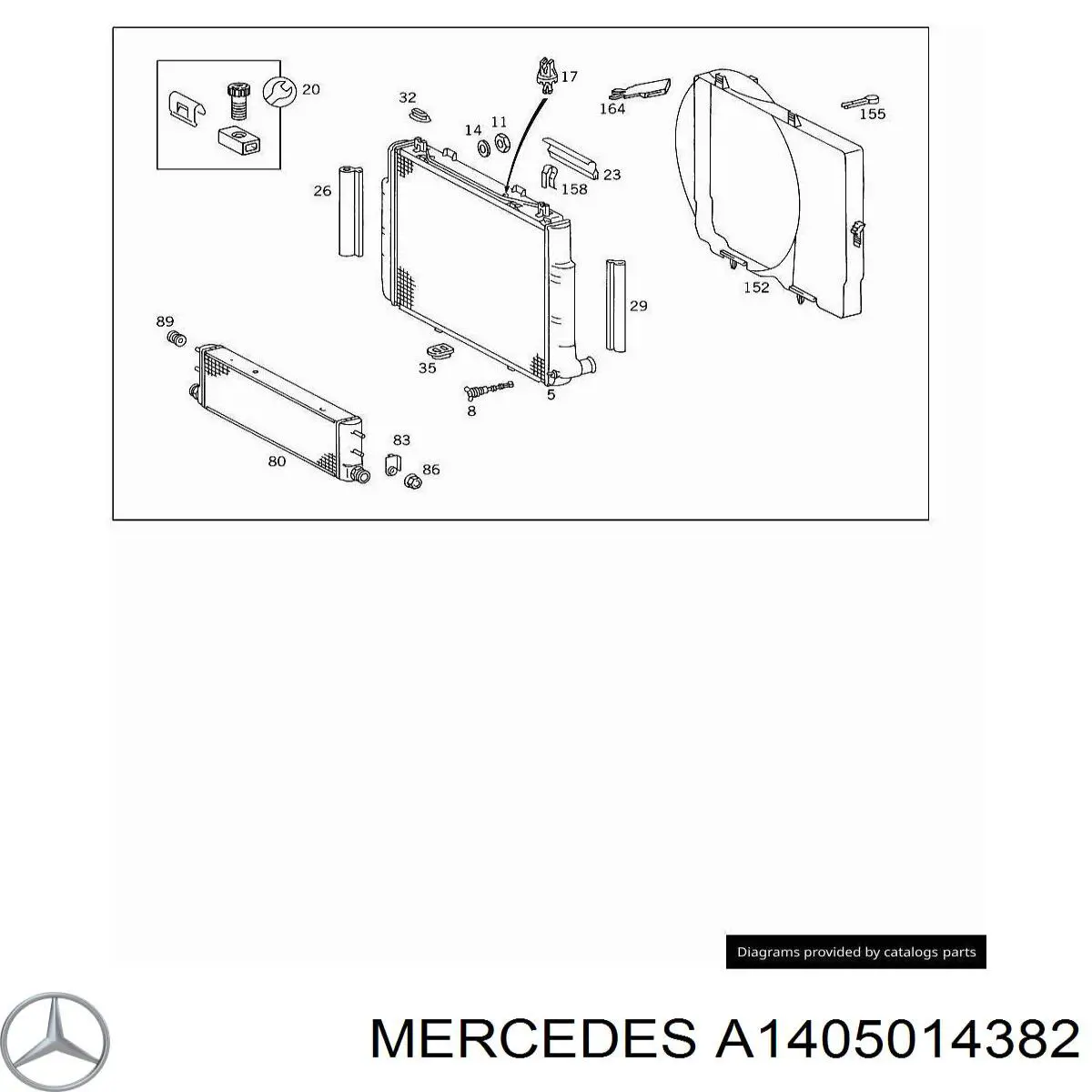 Патрубок воздушный, выход из турбины/компрессора (наддув) 1405014682 Mercedes