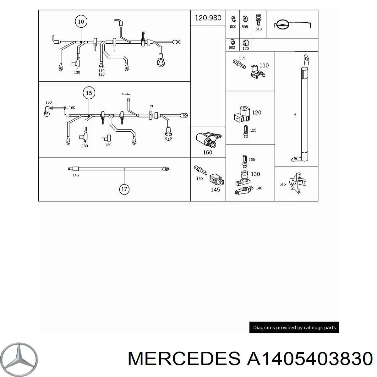 A1405400730 Mercedes Кабель положительной клемы аккумулятора (АКБ)