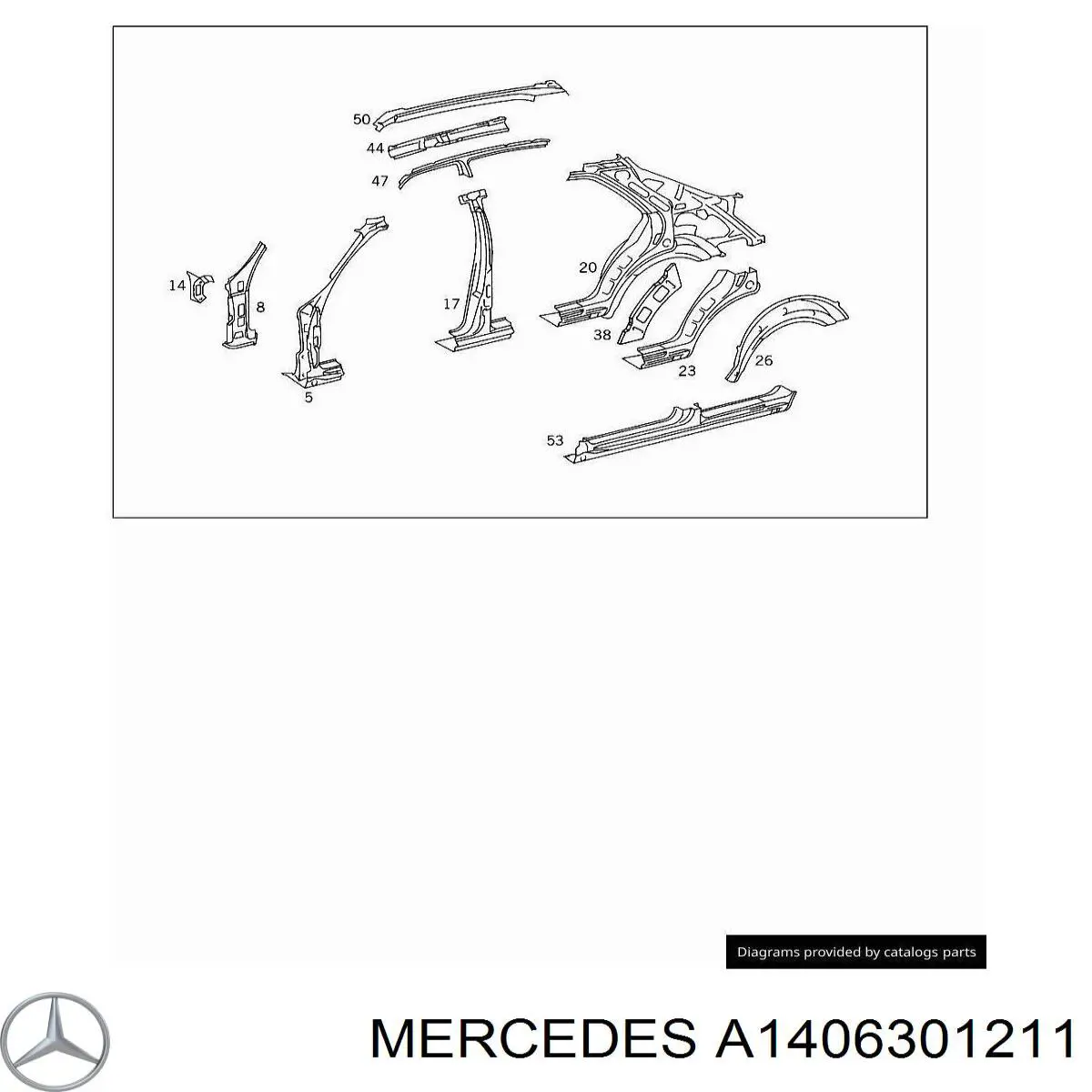 Стойка кузова центральная правая на Mercedes S (W140)