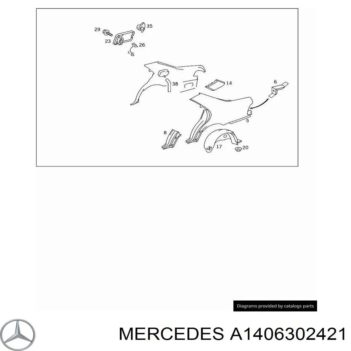 Pára-lama traseiro direito para Mercedes S (W140)