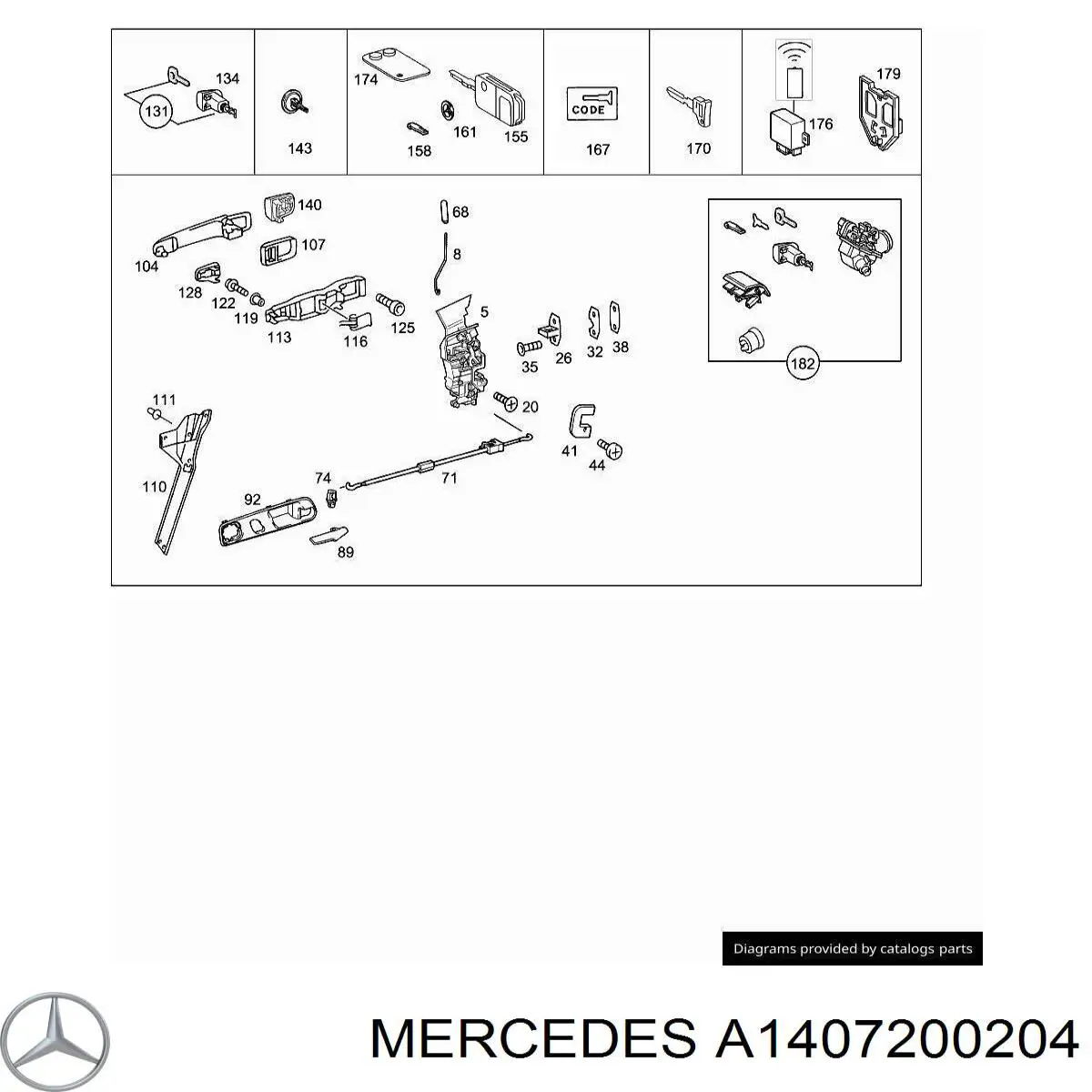 Фиксатор/петля (зацеп) замка двери передней на Mercedes S (C140)