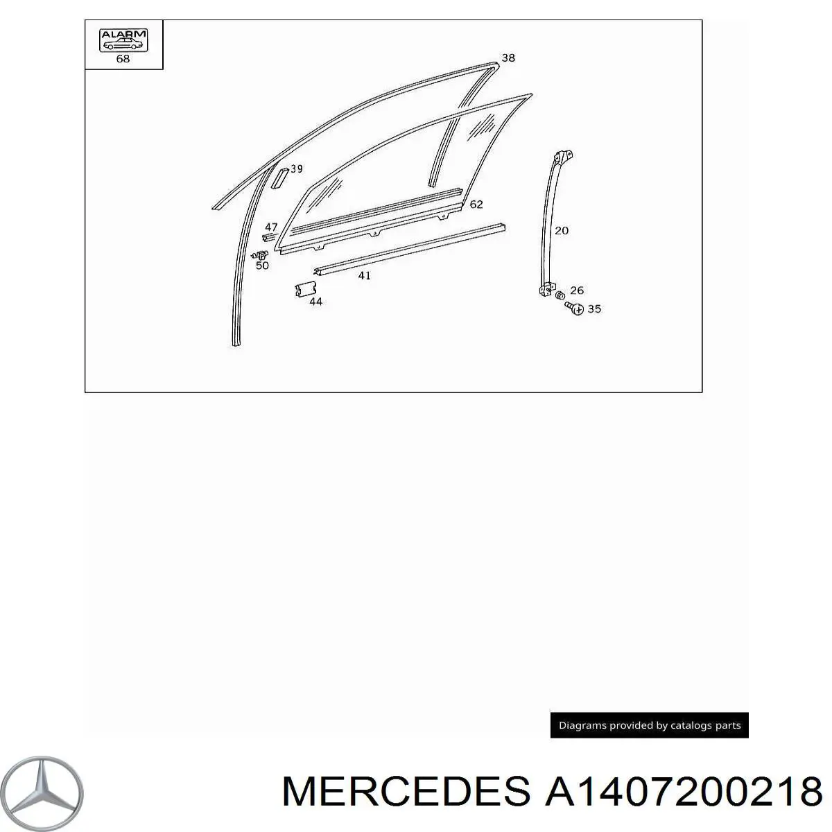 Стекло передней двери, правой на Mercedes S (W140)