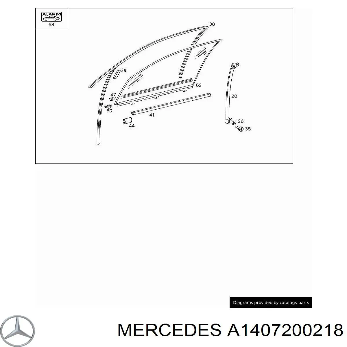 A1407200218 Mercedes Стекло передней двери, правой