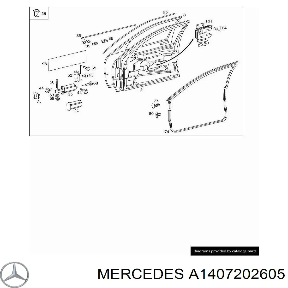 Передняя правая дверь Мерседес-бенц С W140 (Mercedes S)