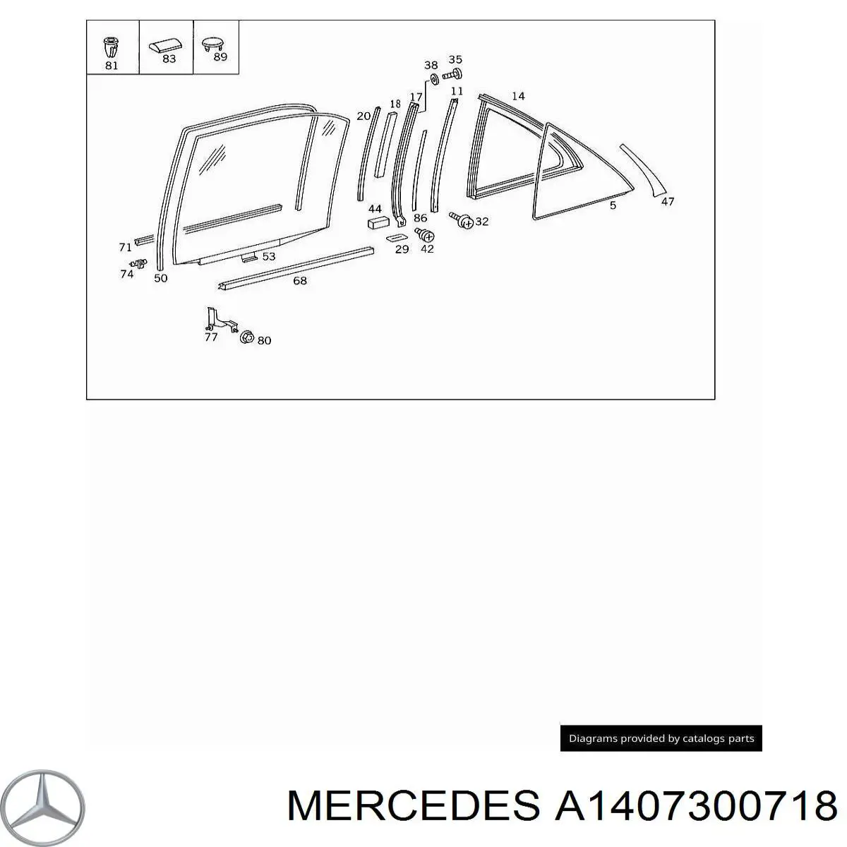 A1407300718 Mercedes vidro da porta traseira esquerda