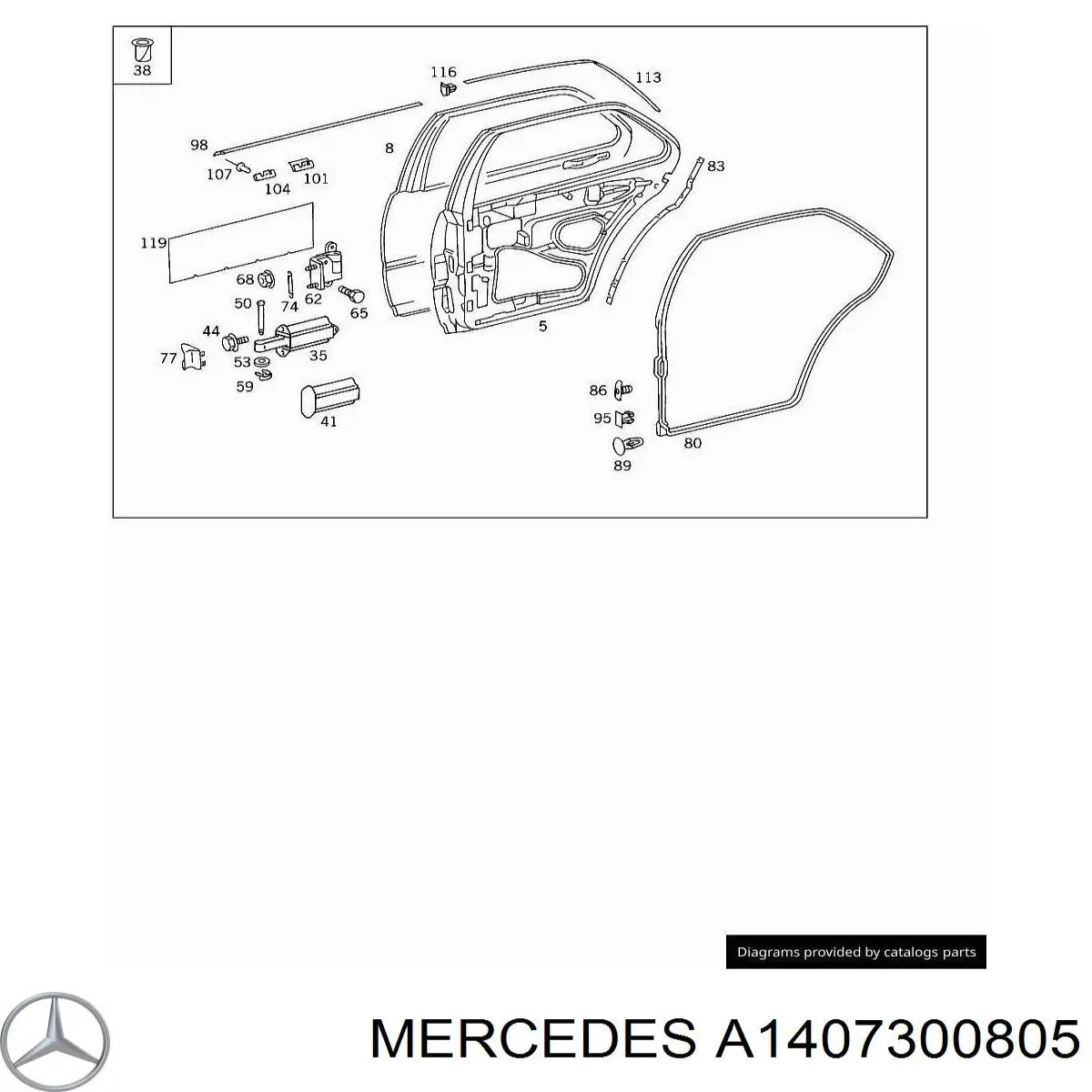 Porta traseira direita para Mercedes S (W140)
