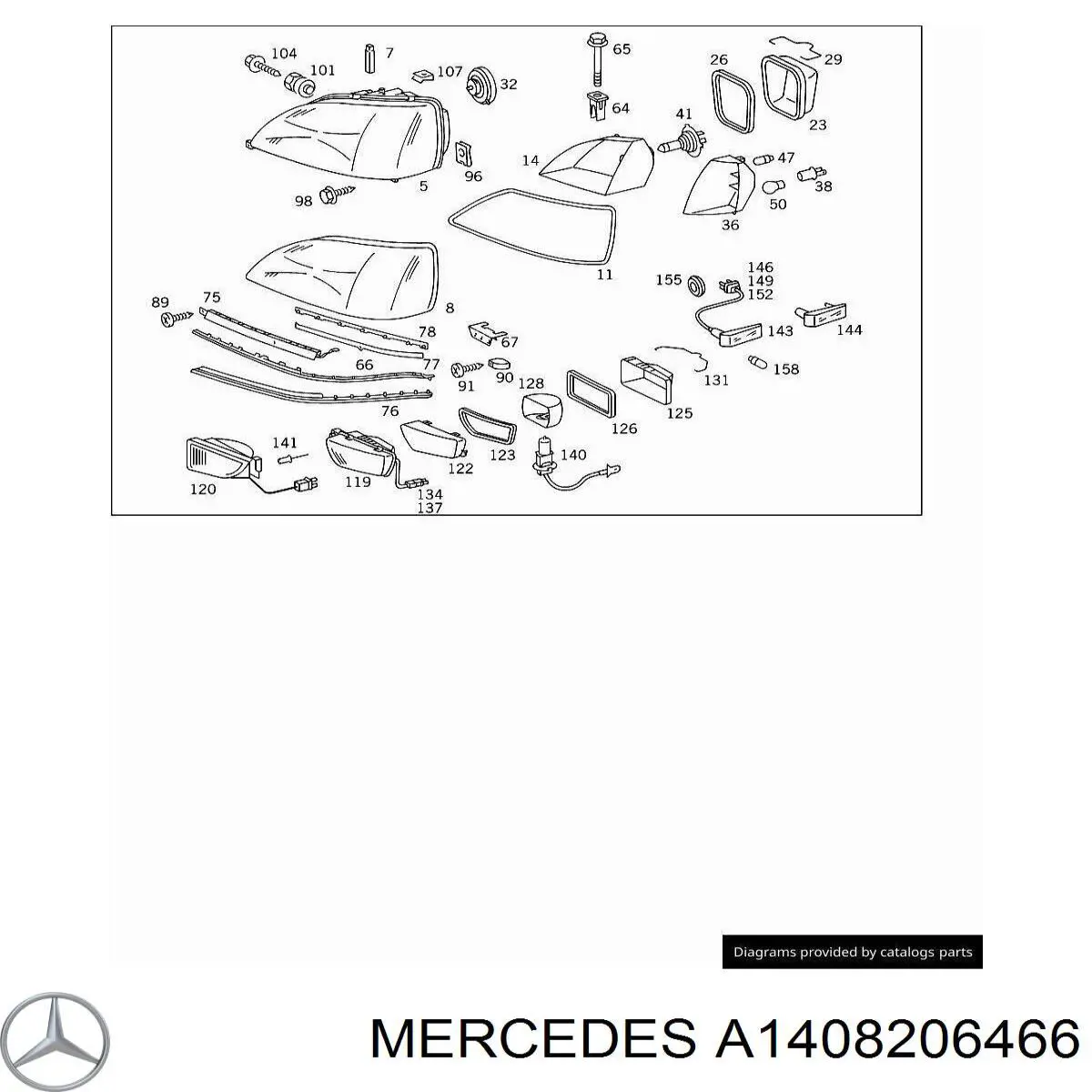 Vidro da luz direita para Mercedes S (C140)