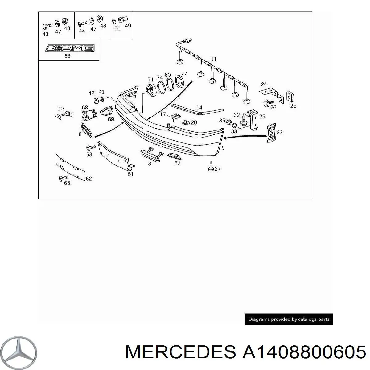 14088006059999 Mercedes заглушка бампера буксировочного крюка передняя правая