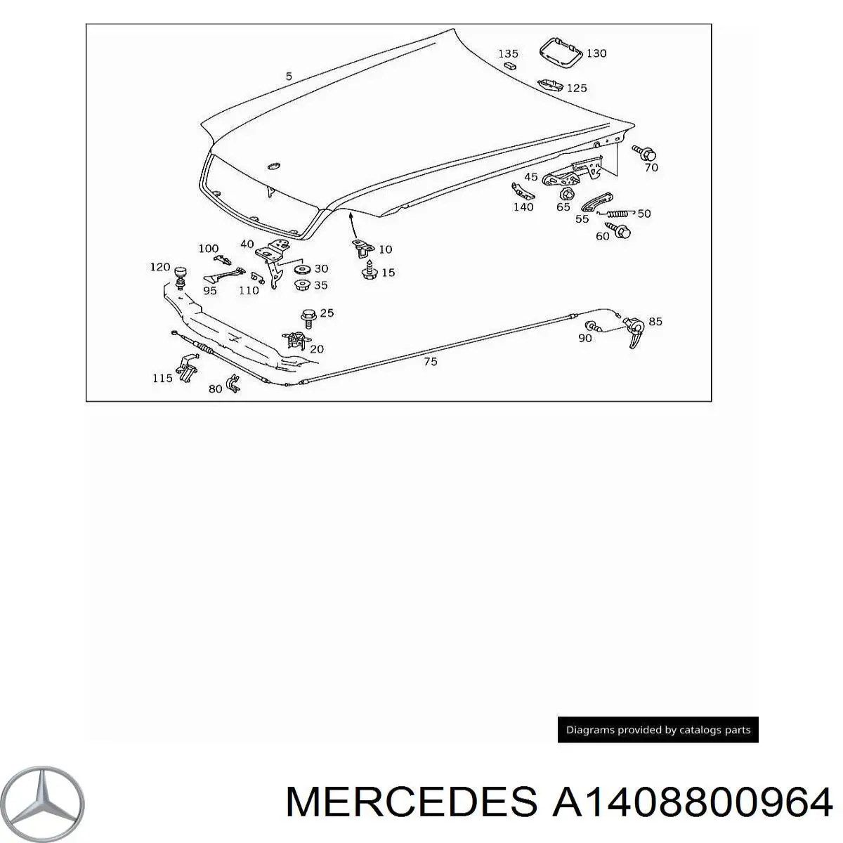 A1298800064 Mercedes Навеска и упор капота