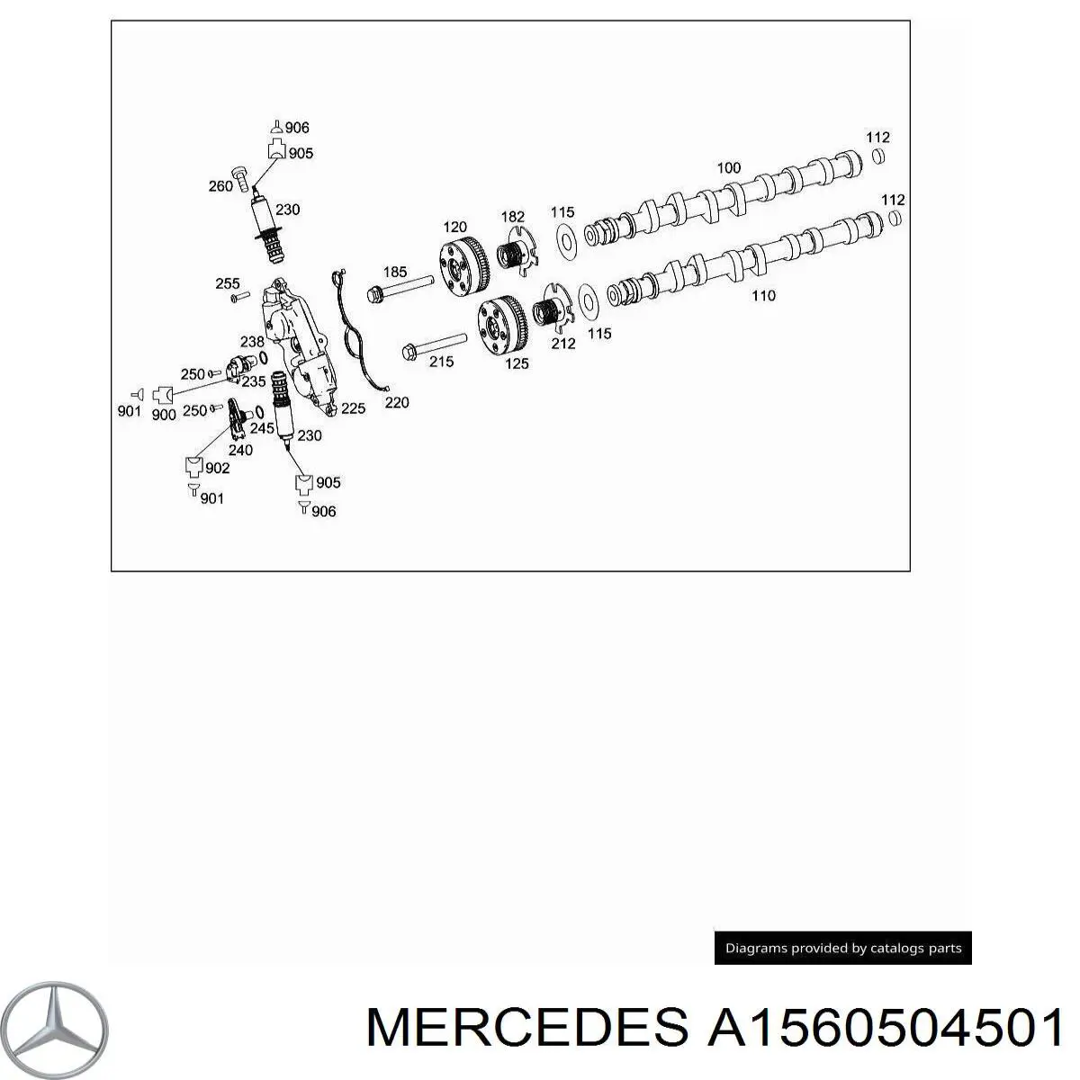 A1560504501 Mercedes распредвал двигателя выпускной левый