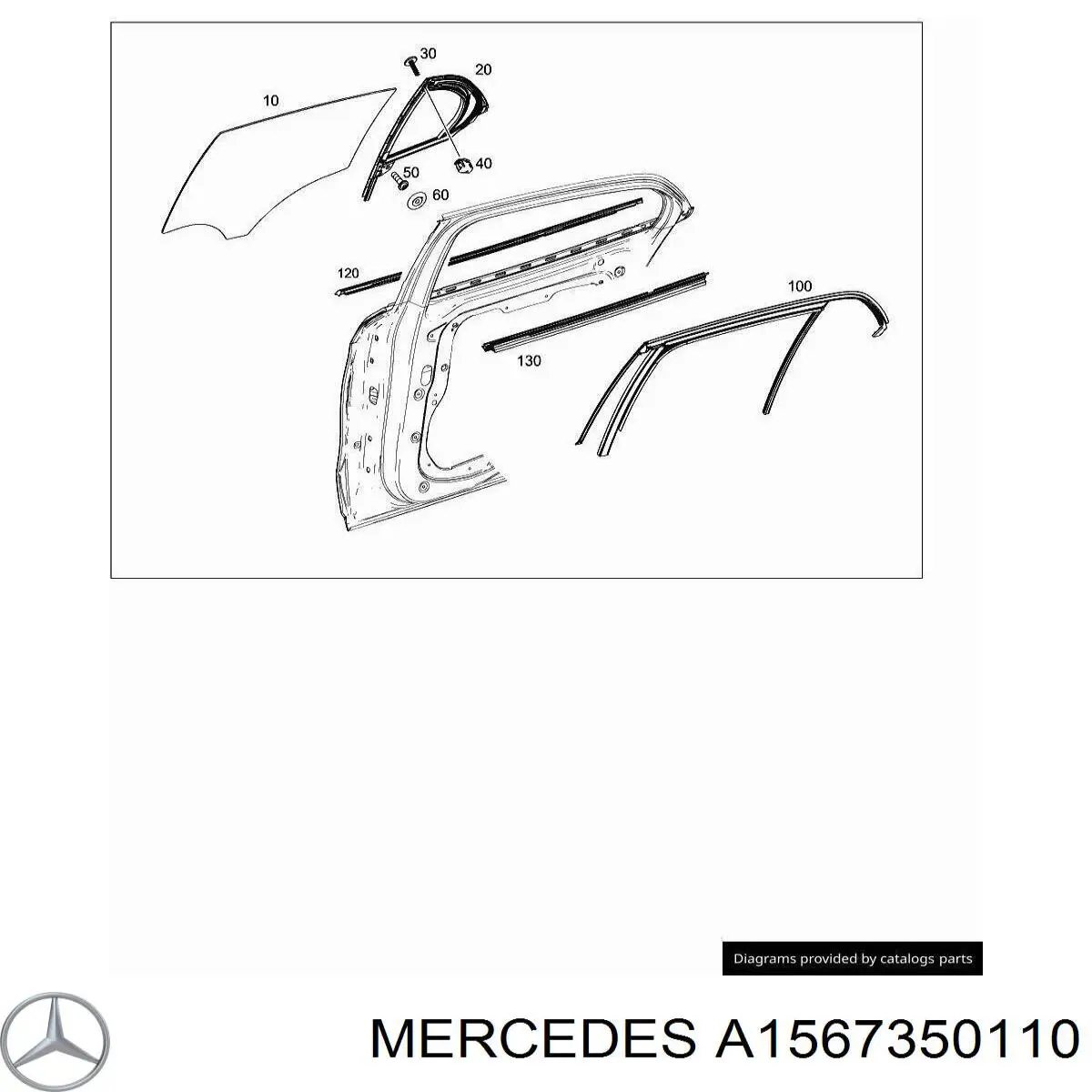 A1567350110 Mercedes Стекло двери задней левой