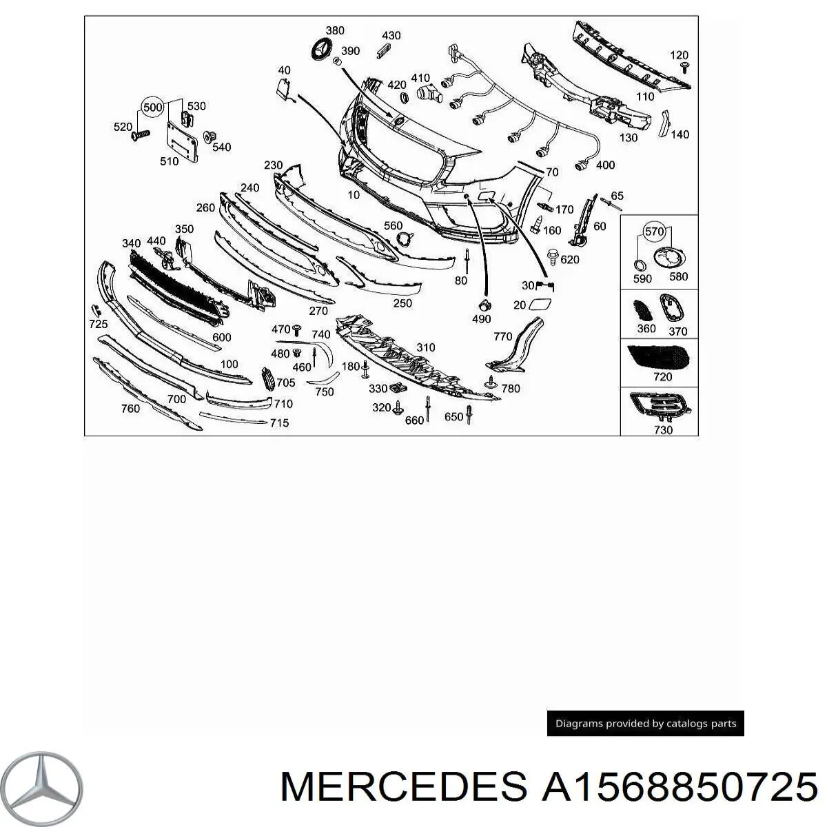 Купить A1568850725 Mercedes Буфер (бампер) передний