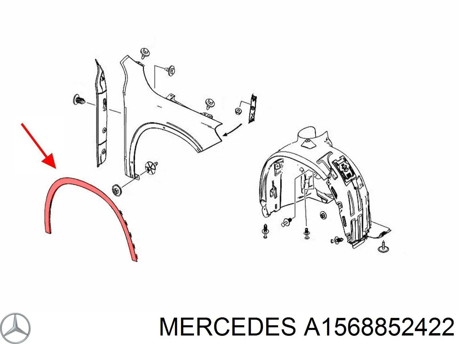 Расширитель (накладка) арки переднего крыла правый A1568852422 Mercedes