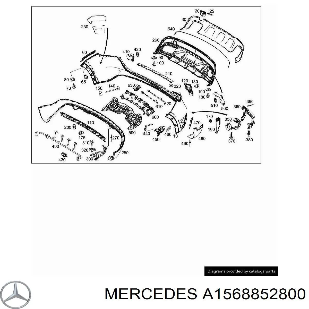 A1568852800 Mercedes Кронштейн бампера заднего центральный