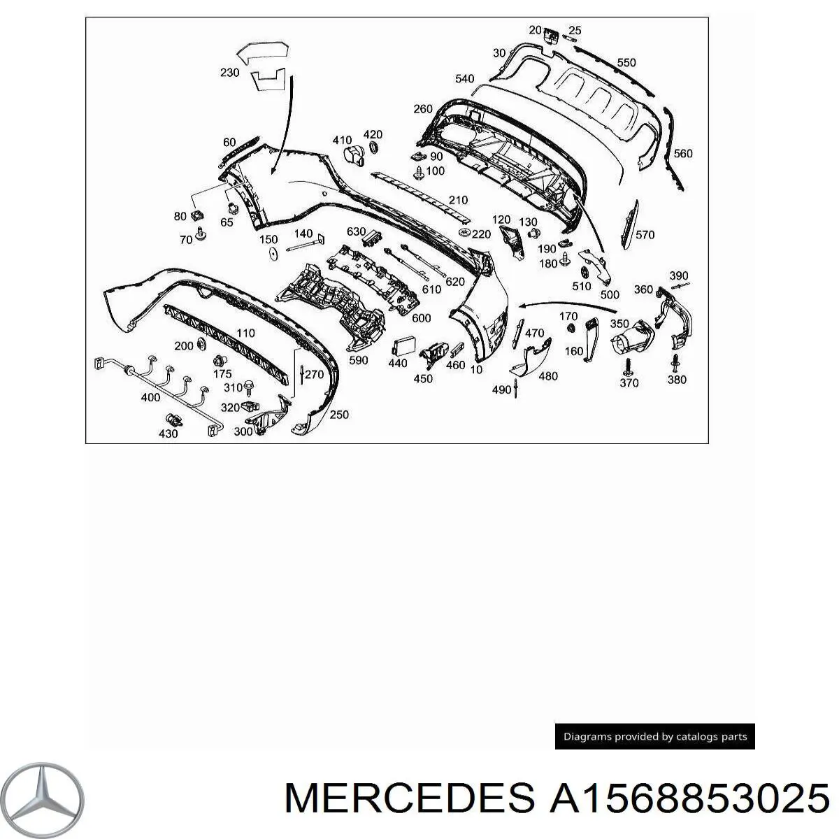 A1568853025 Mercedes Спойлер заднего бампера