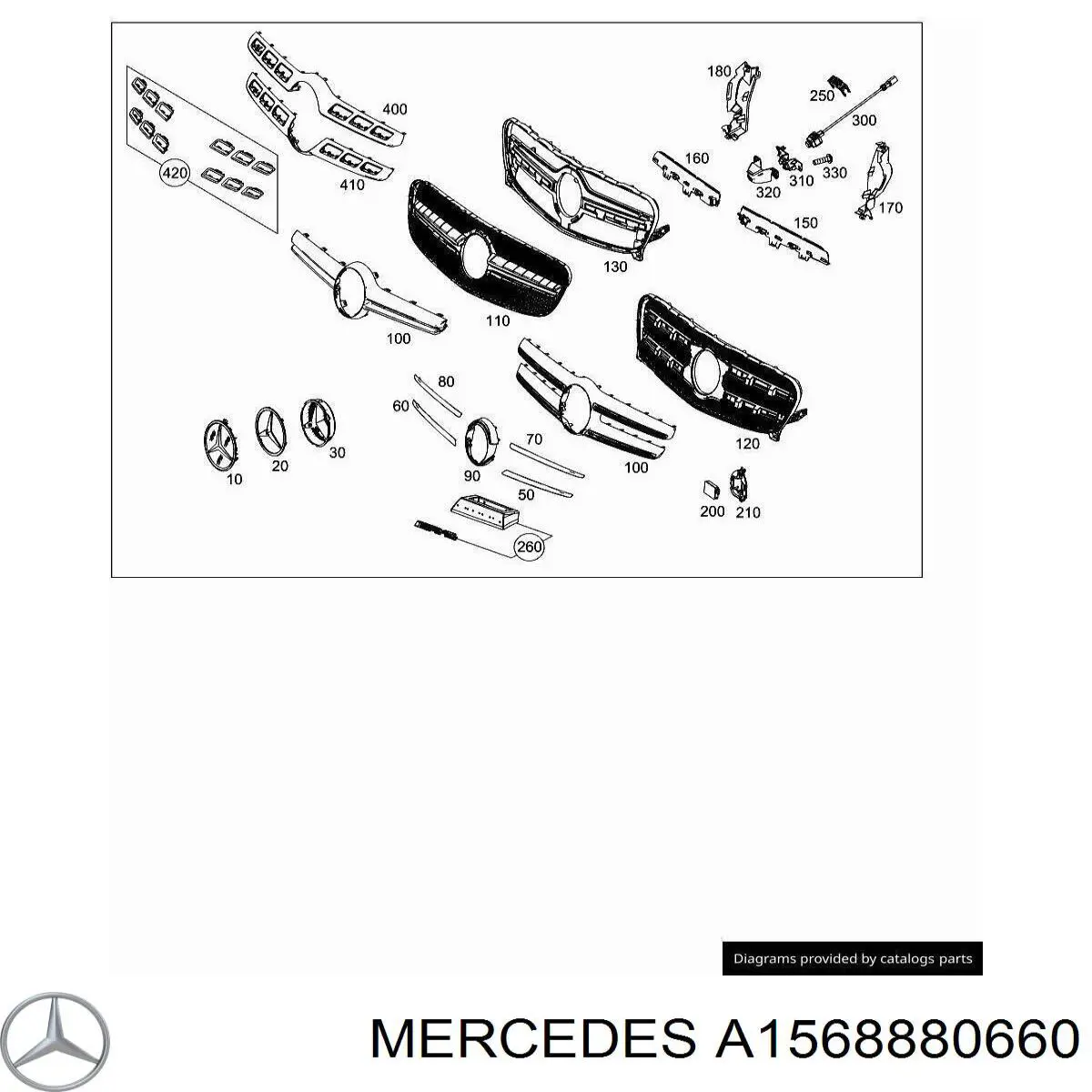 A1568880660 Mercedes Решетка радиатора