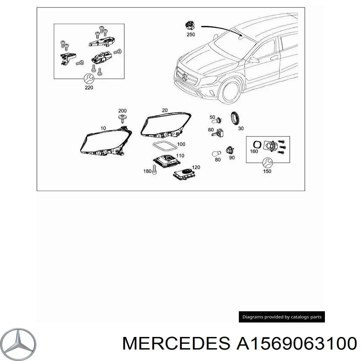 Фара левая A1569063100 Mercedes