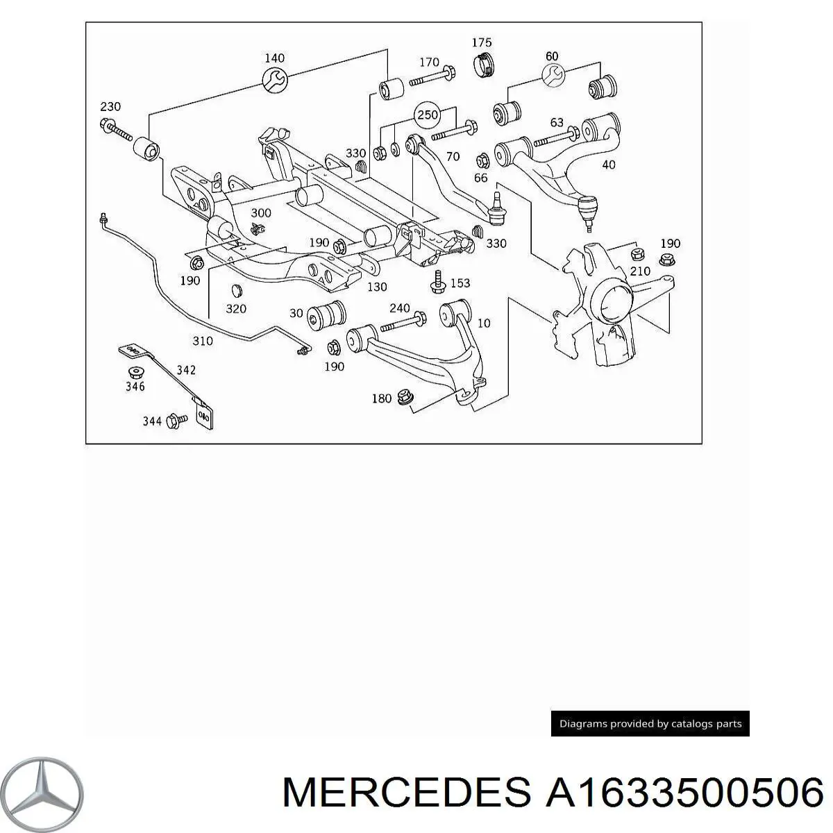 1633500506 Mercedes braço oscilante inferior direito de suspensão traseira