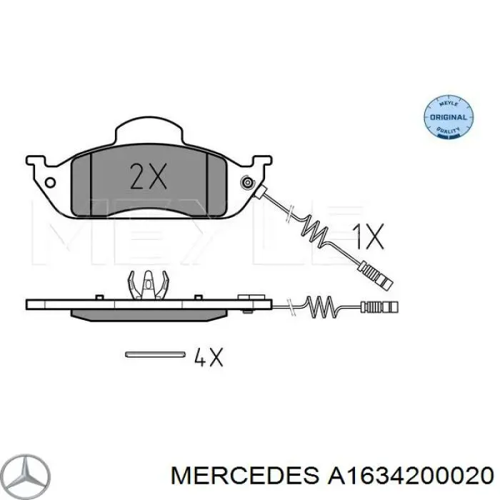Колодки Mercedes A1634200020 цена, от 29.85 USD