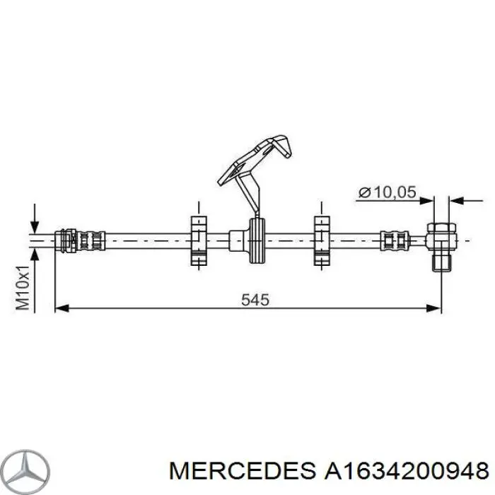 A1634200948 Mercedes шланг тормозной передний правый